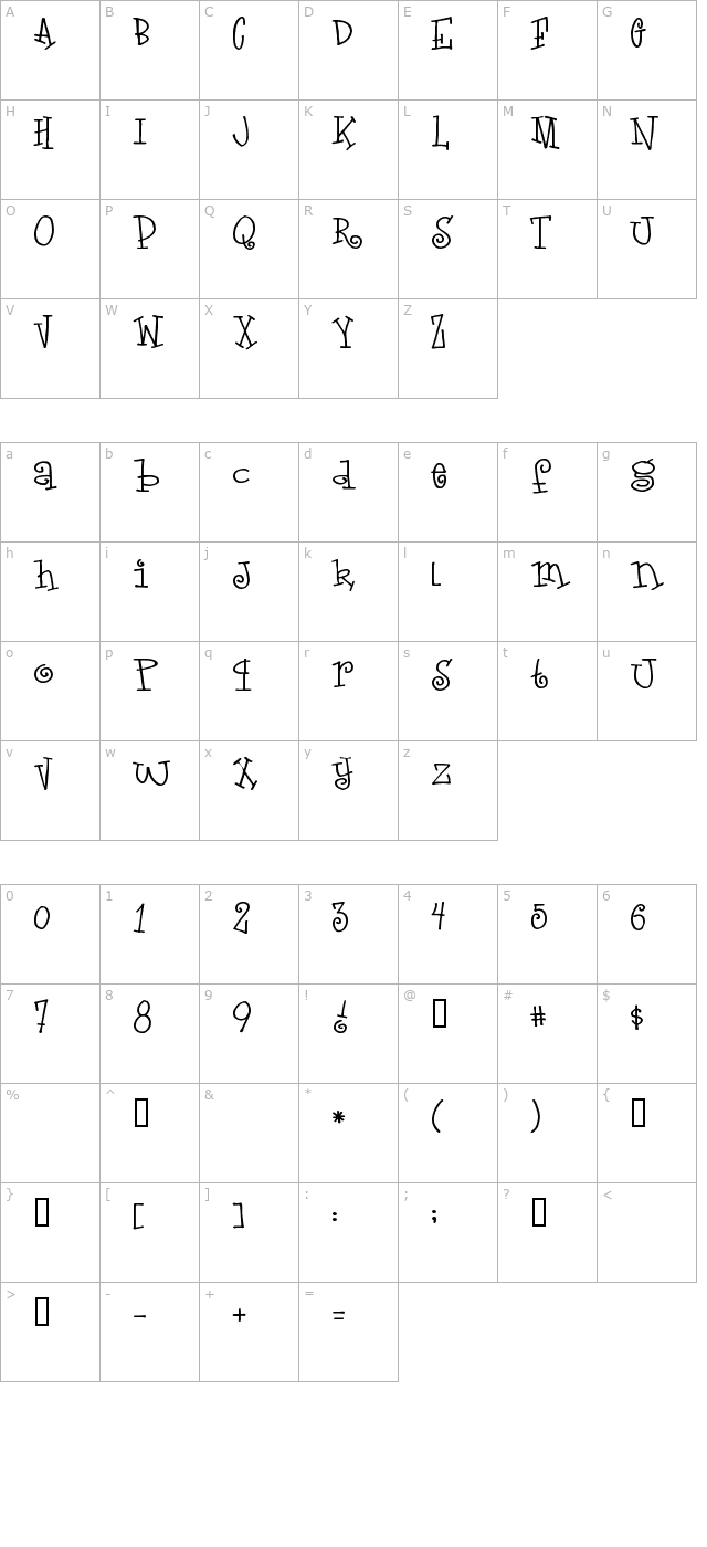 Love Letters character map