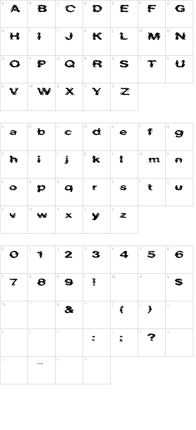 LowerWestSide Ex character map