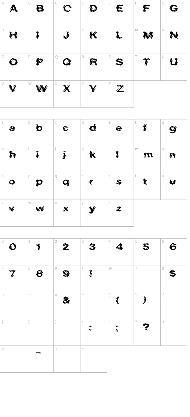 LowerWestSide Wd character map