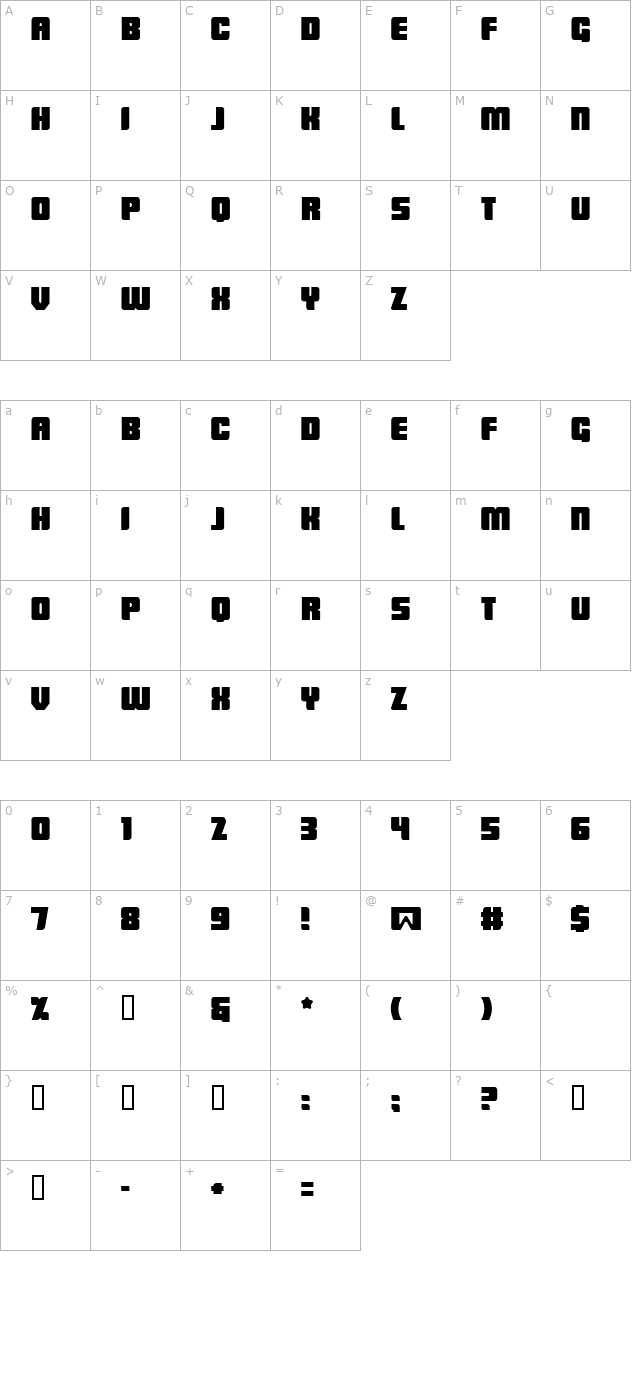 lowrider-bb character map