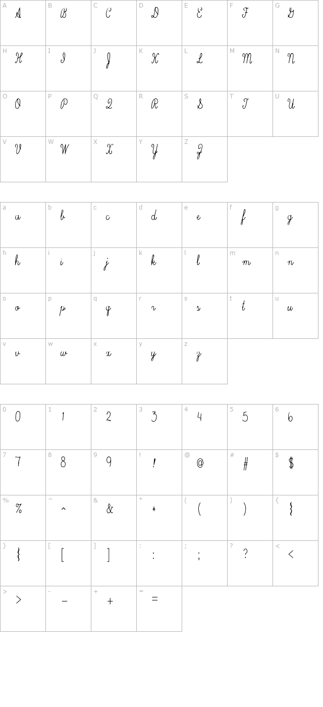 lsc-script-medium character map