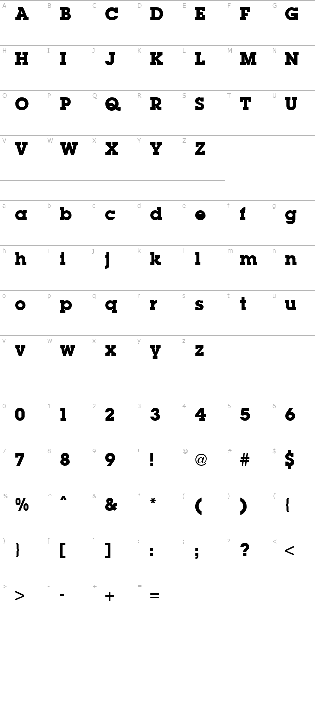 lubalin-graph-bold character map