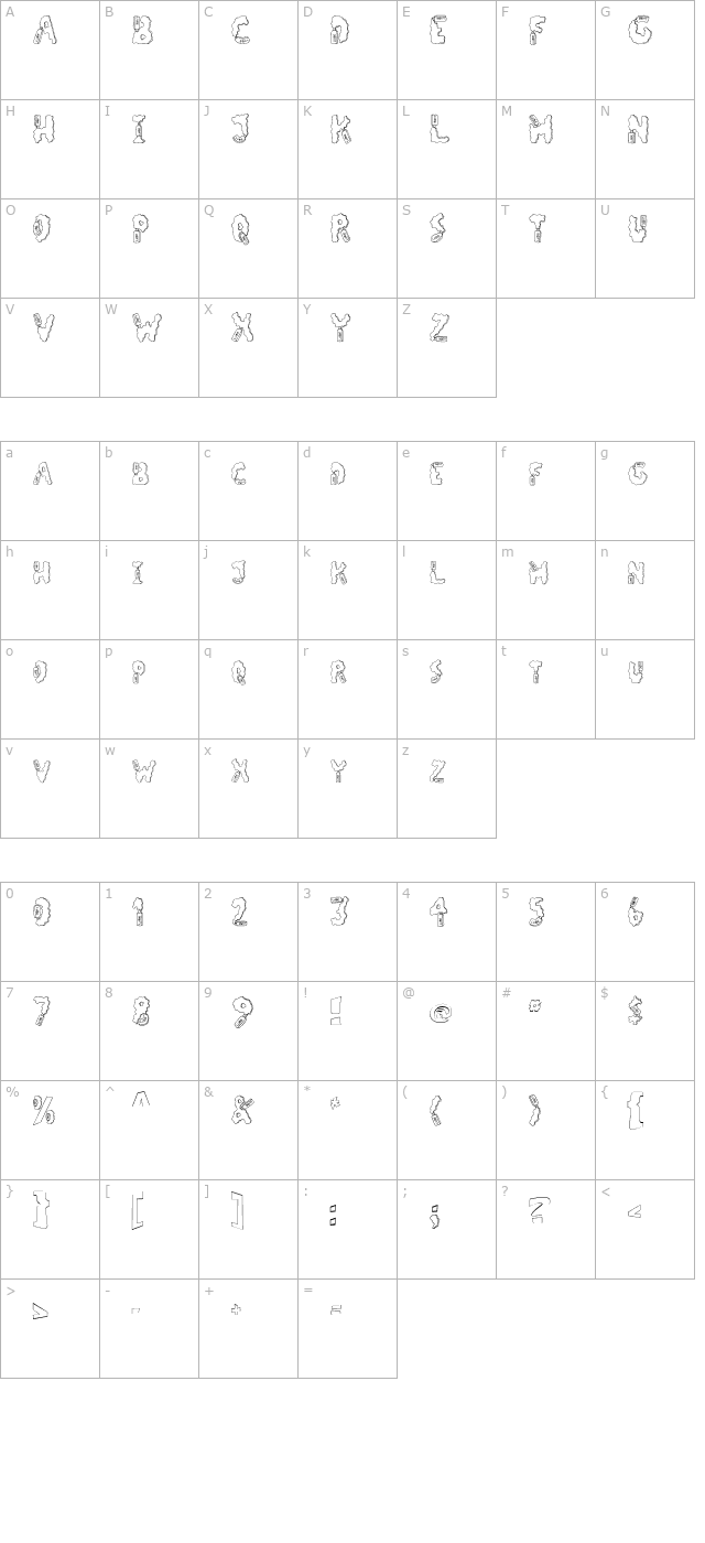 LUBE FONT character map