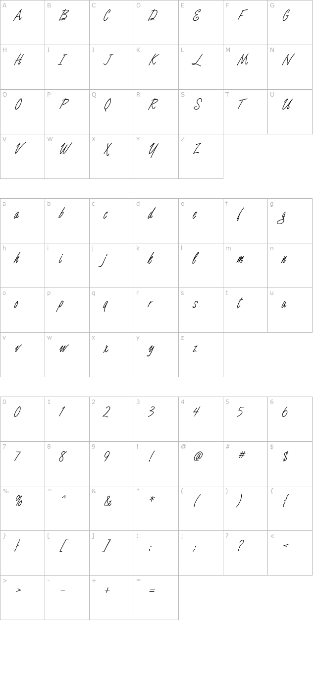 Luce One Bold character map