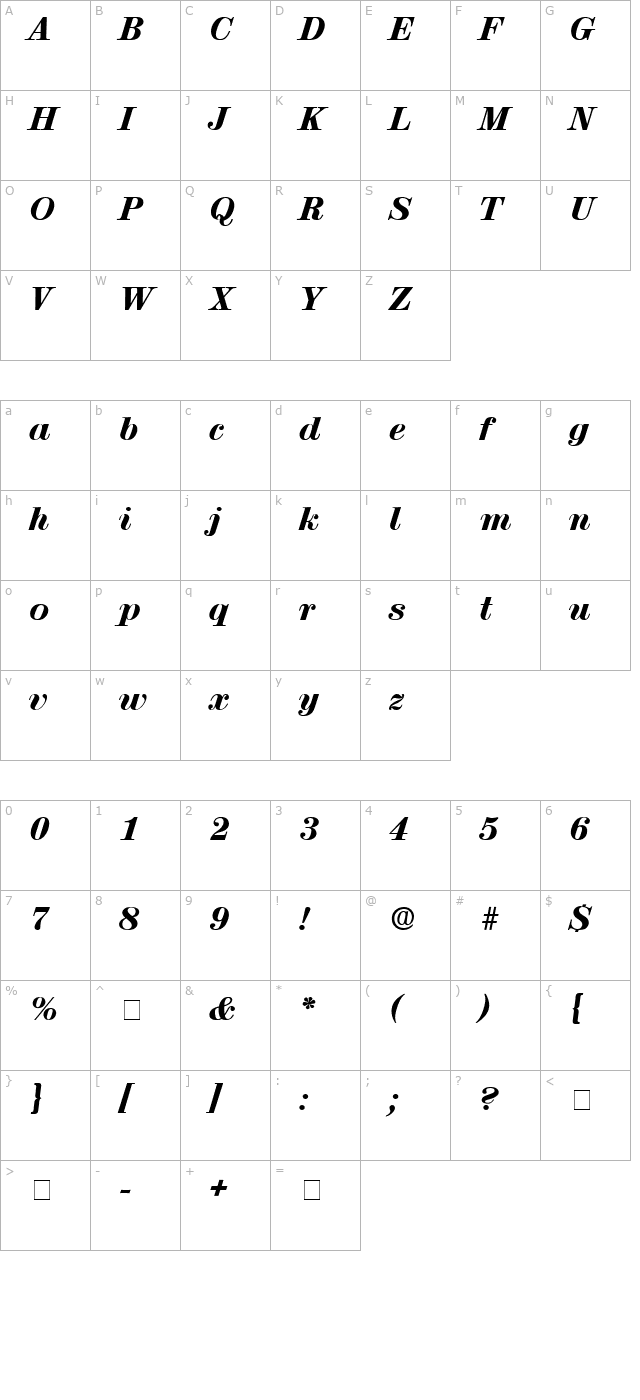 lucia-display-ssi-italic character map