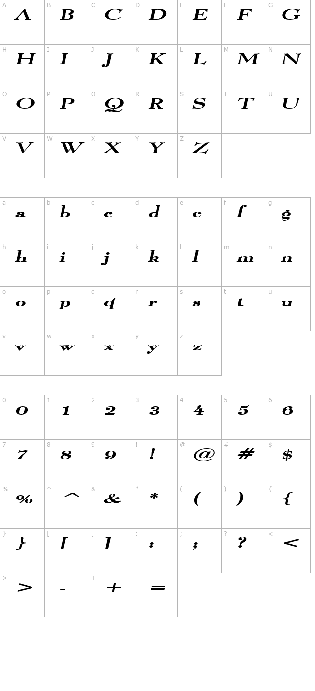 luciano-extended-bolditalic character map