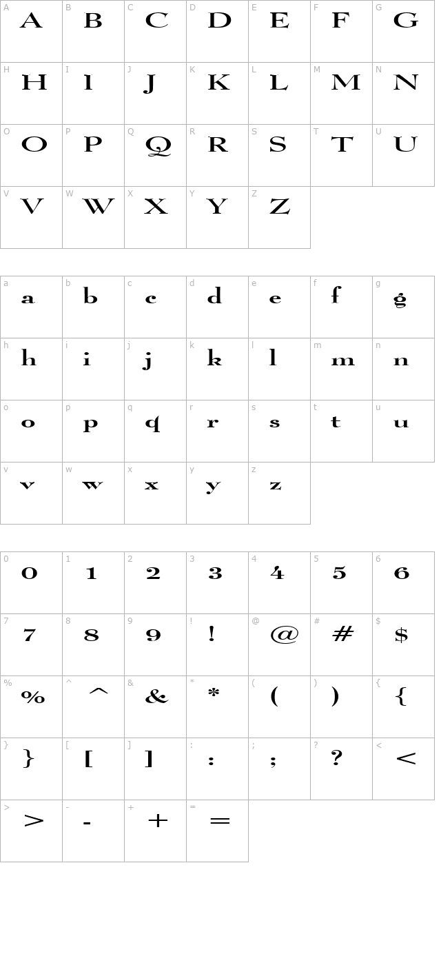 Luciano Extended Normal character map