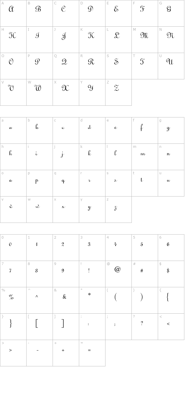 Lucy Normal character map