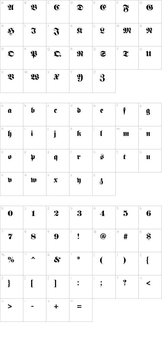 luftwaffe-regular character map