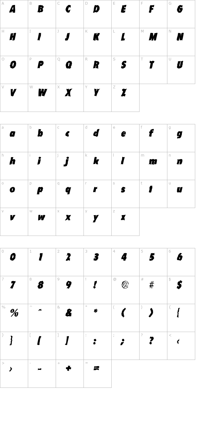 luisbeckerrandom-black-italic character map