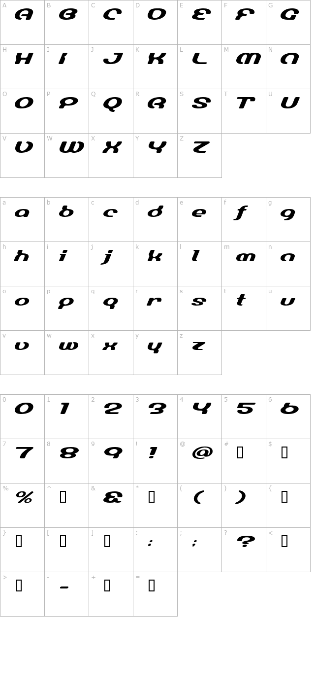 lumine-sign character map