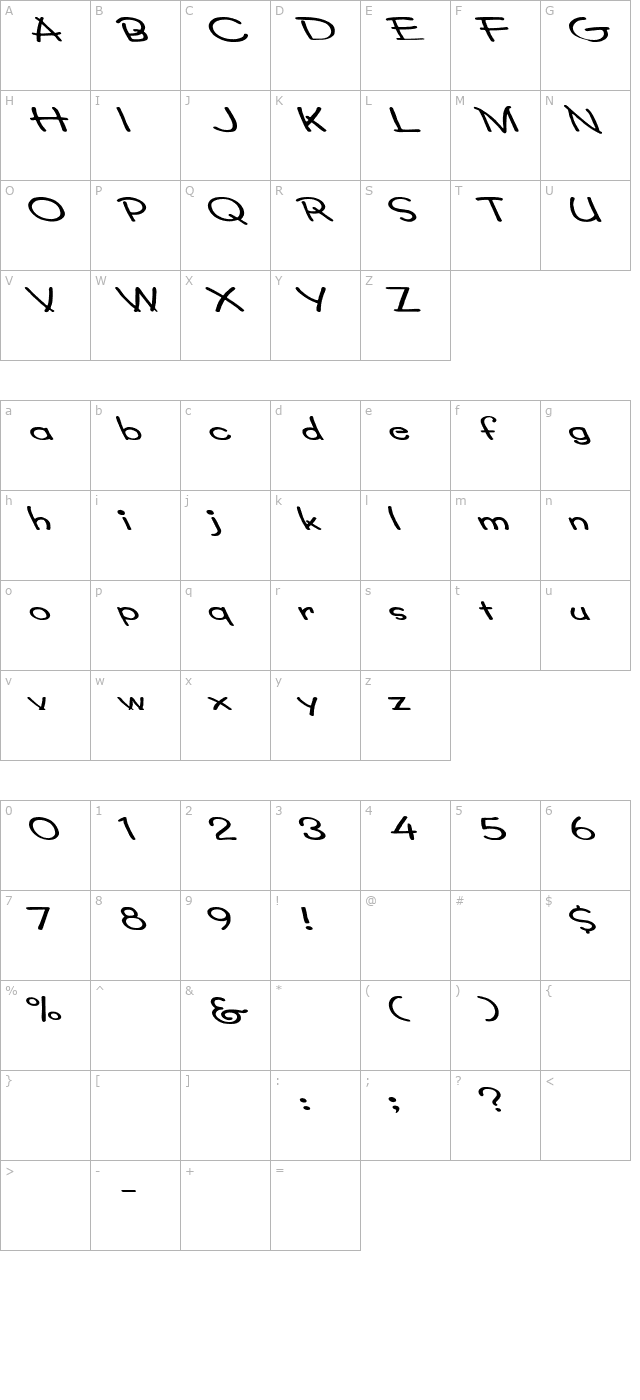 Lumparsky Ex Lefty character map