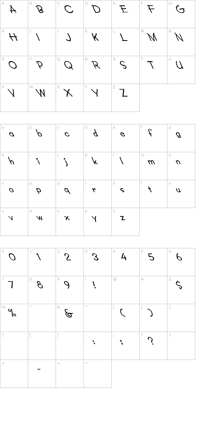 Lumparsky Left character map