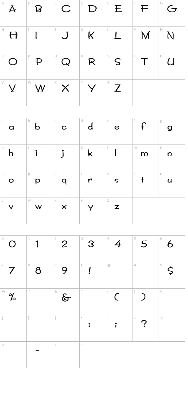 Lumparsky Wd character map