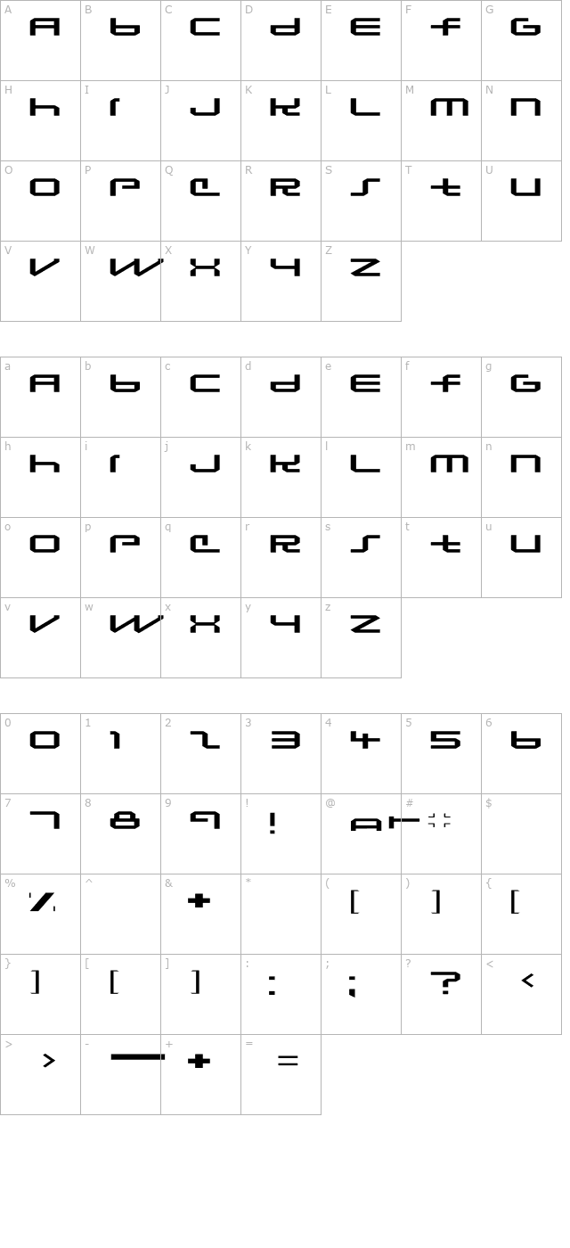 Lunasequent character map