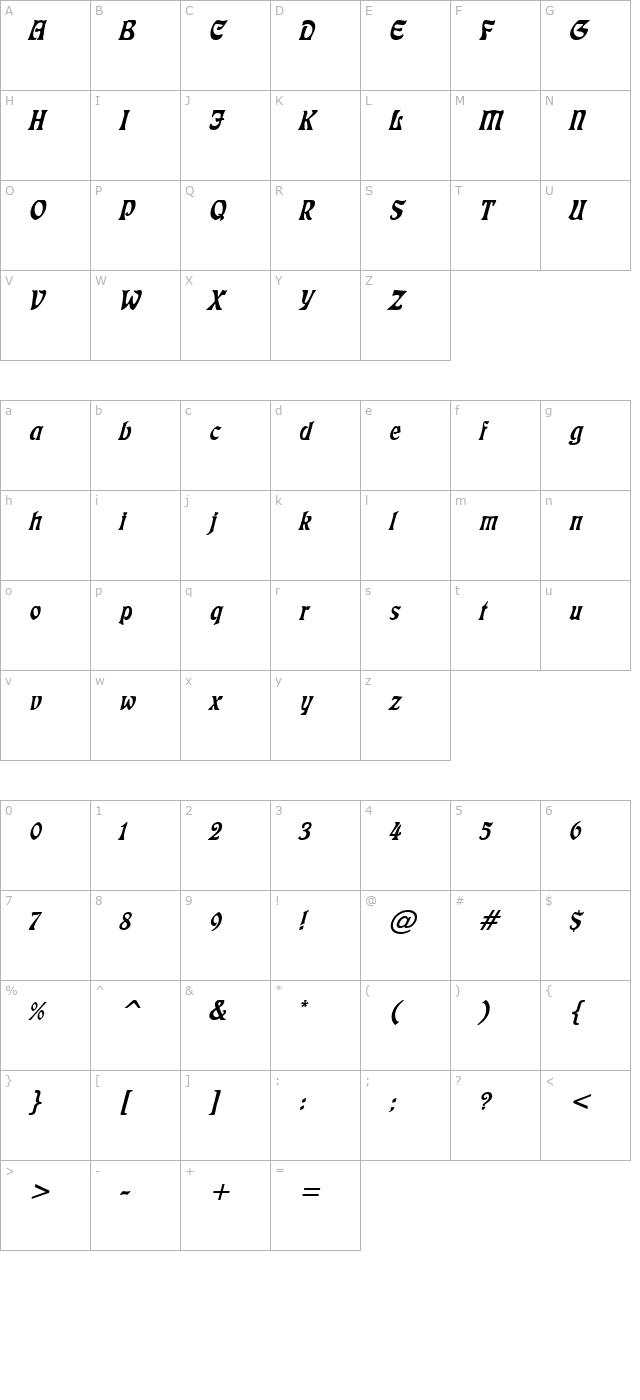 lushlife-italic character map