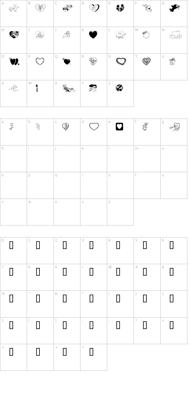 Luvya Babe character map