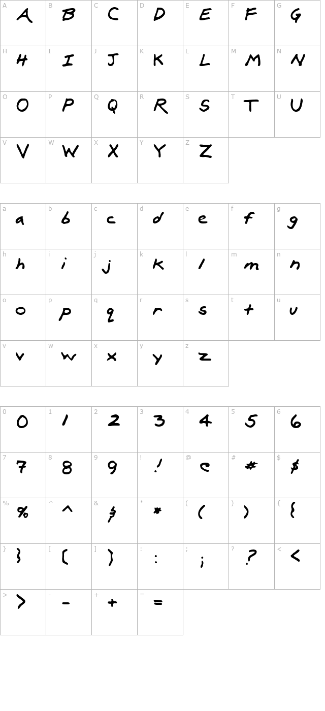 lux-regular character map