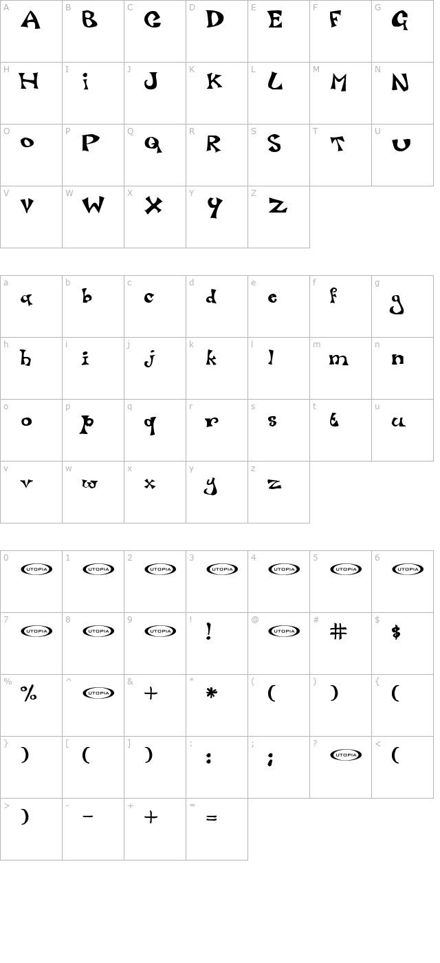 luxo character map