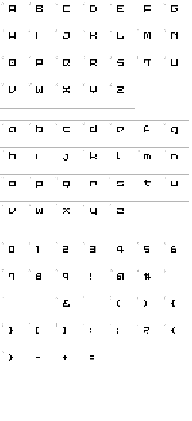 LVDC Common Pix2 character map