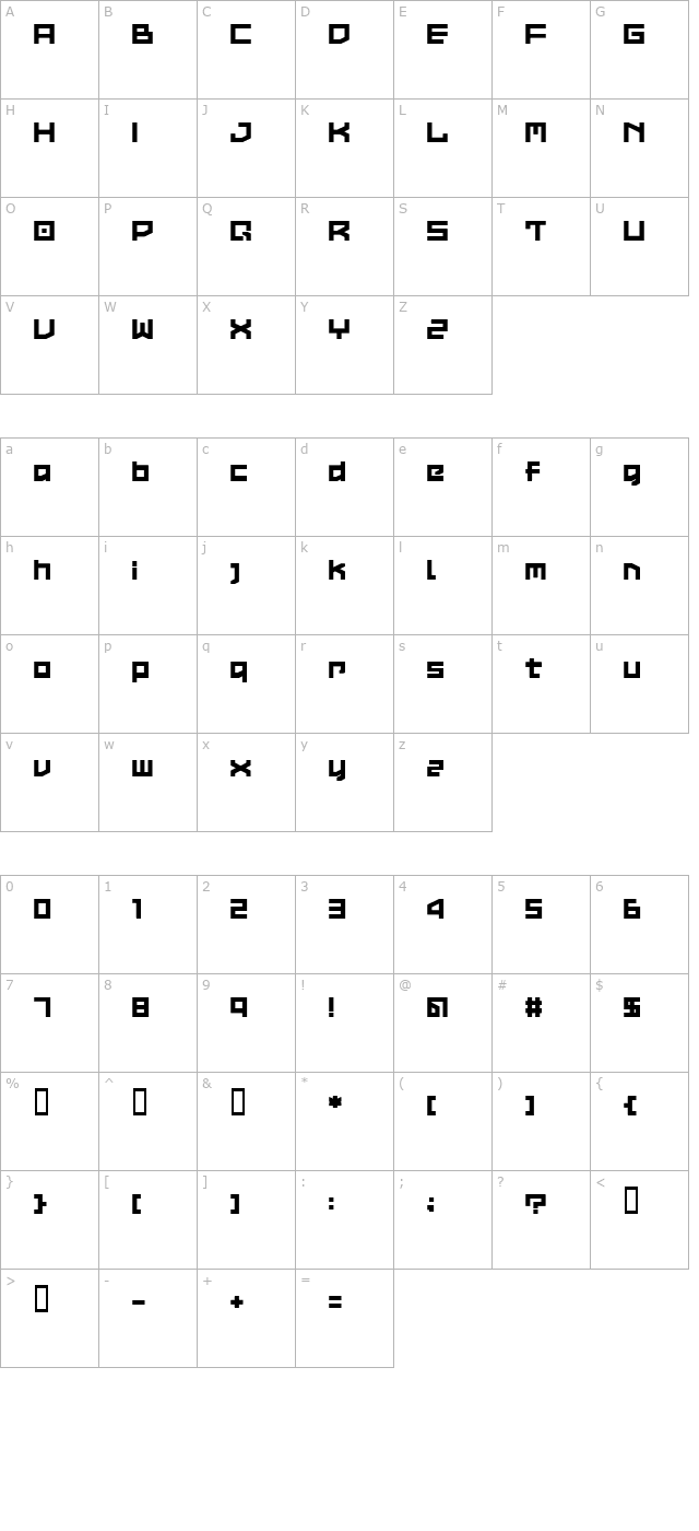 LVDC Common2 character map