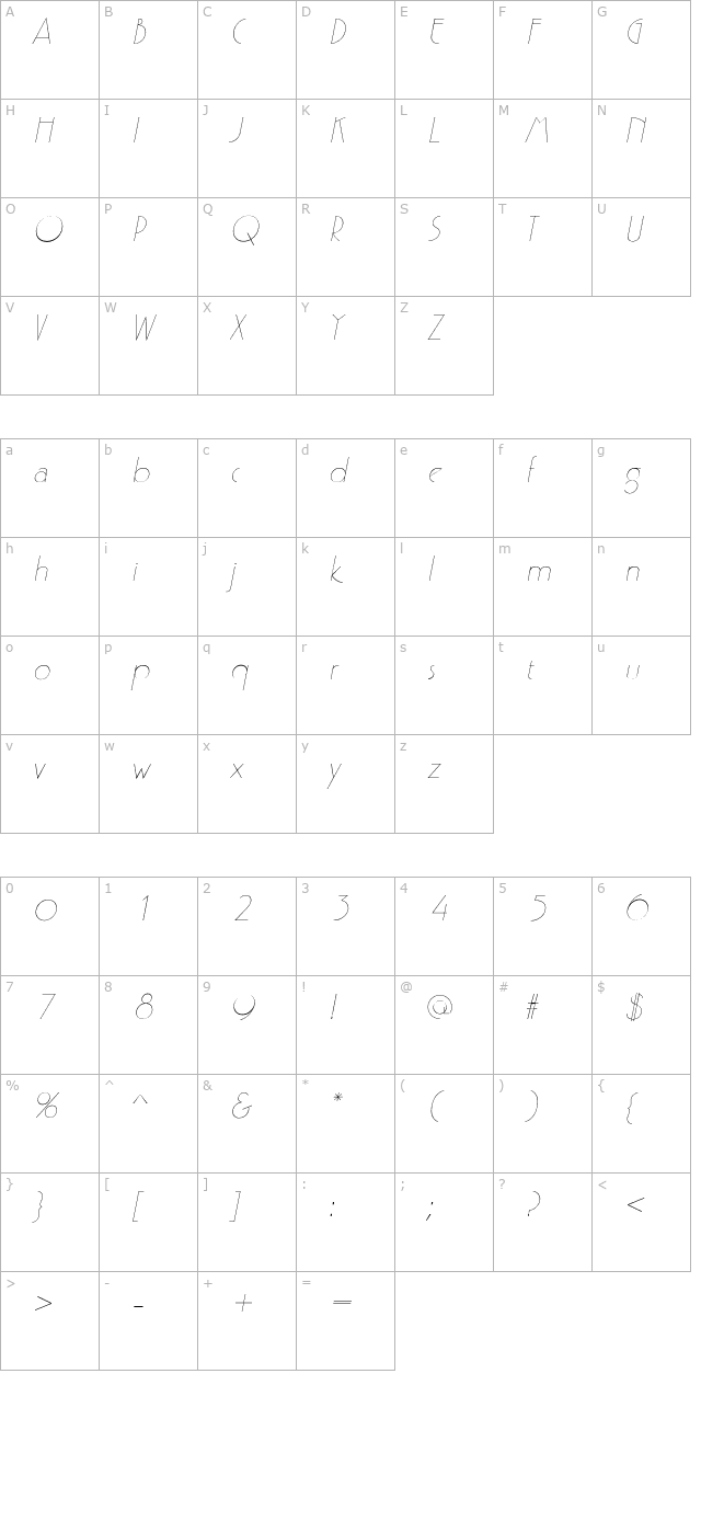 lydiabecker-italic character map