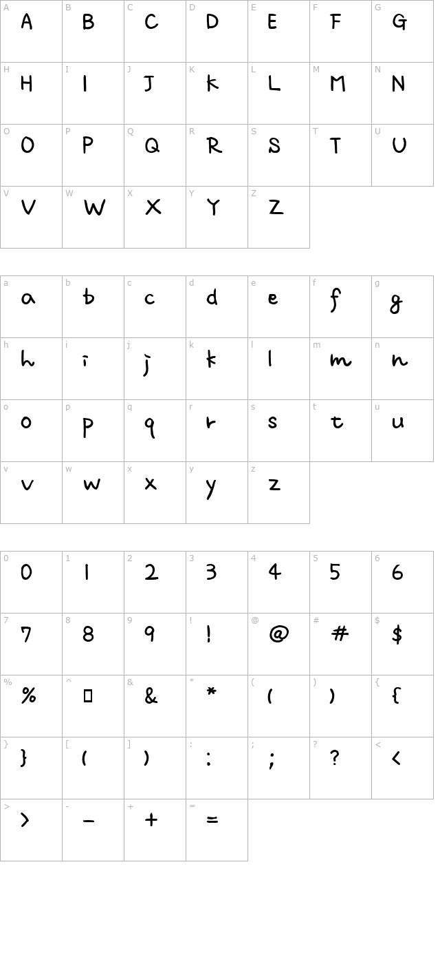 m-script-two-demibold character map