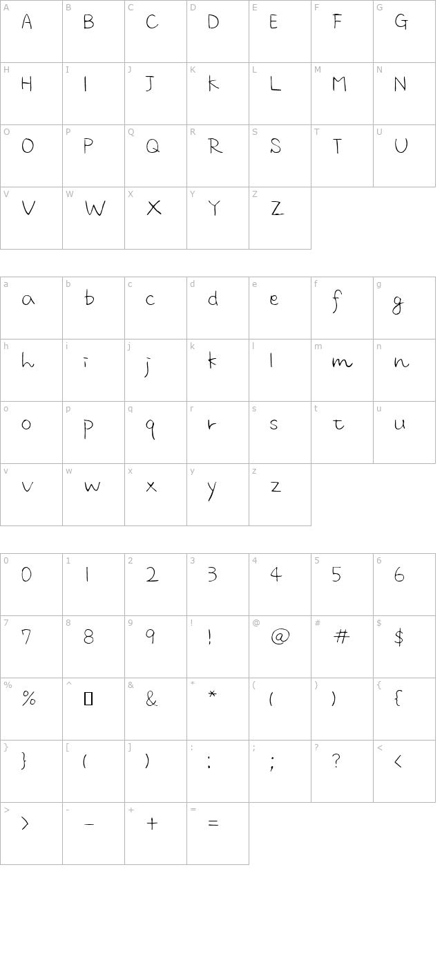 m script Two Light character map