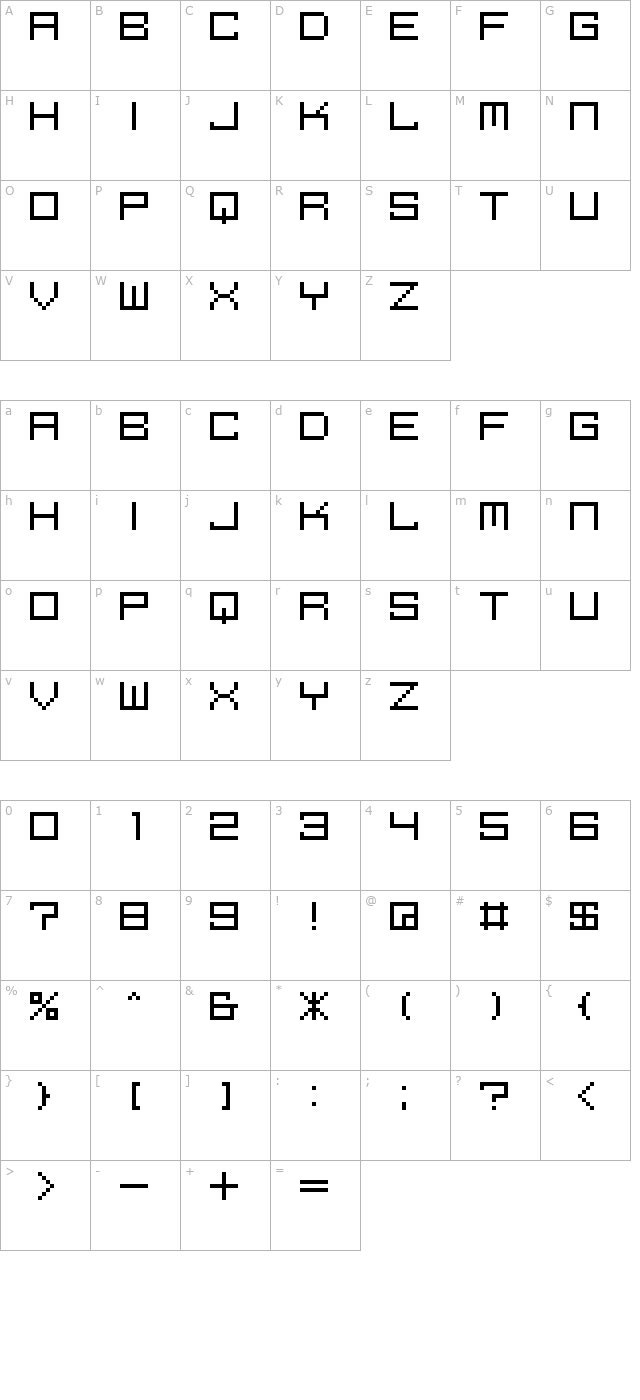 M39 Squarefuture character map