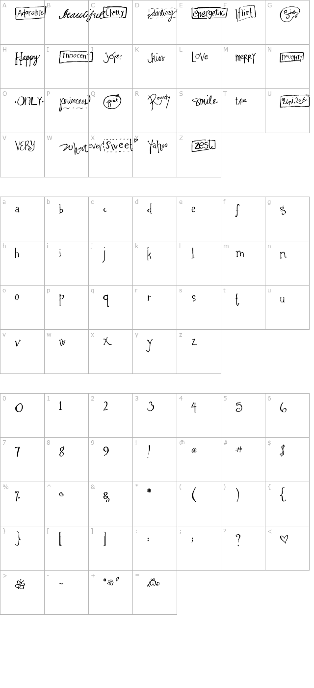 ma-flirty character map