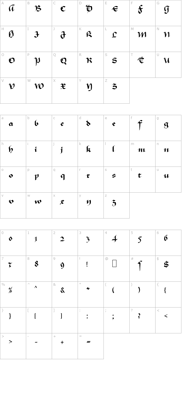 MA GKursiv1 character map