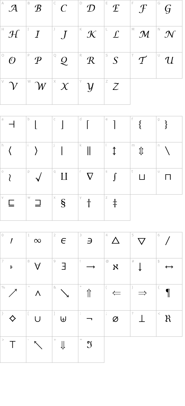 MachadoMathSymbolSSK character map