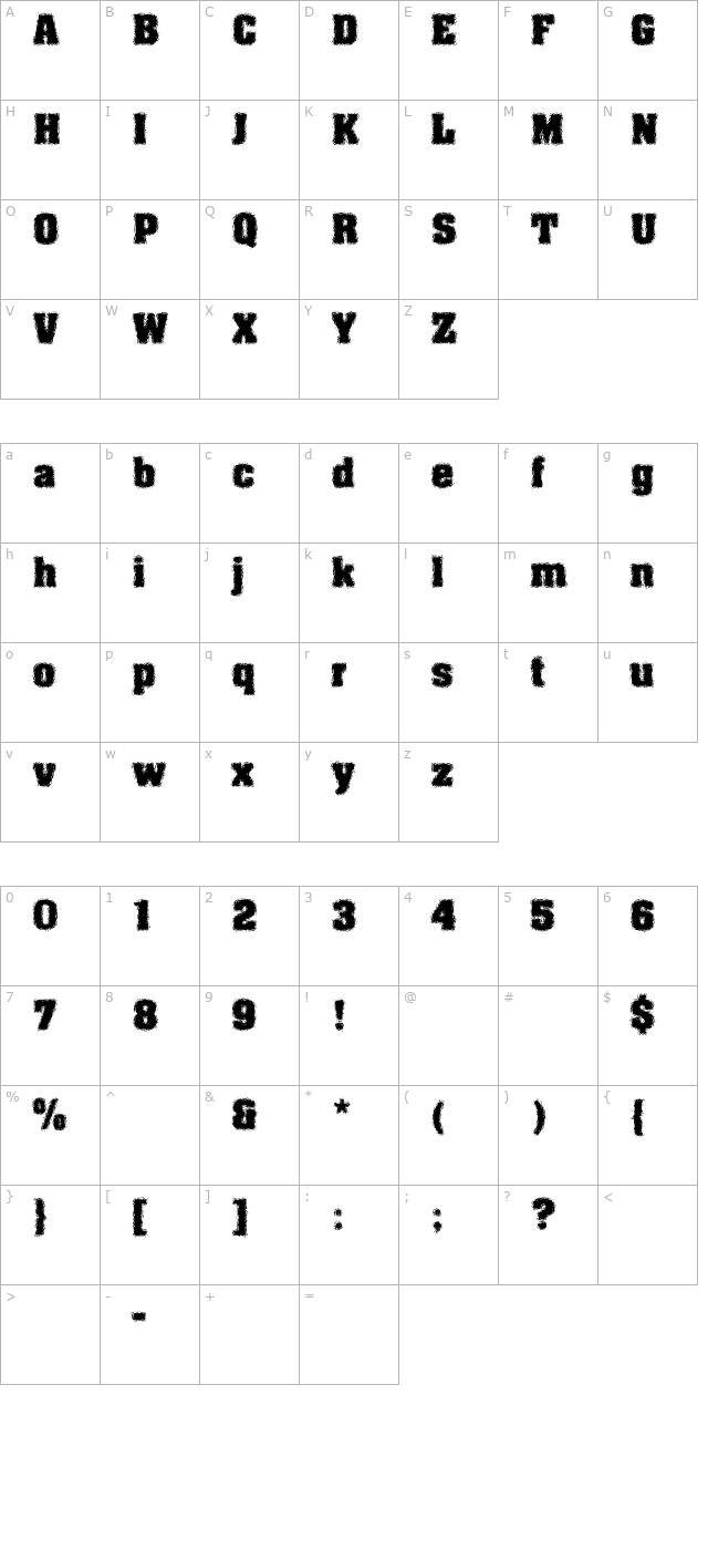 Machauer Glas character map