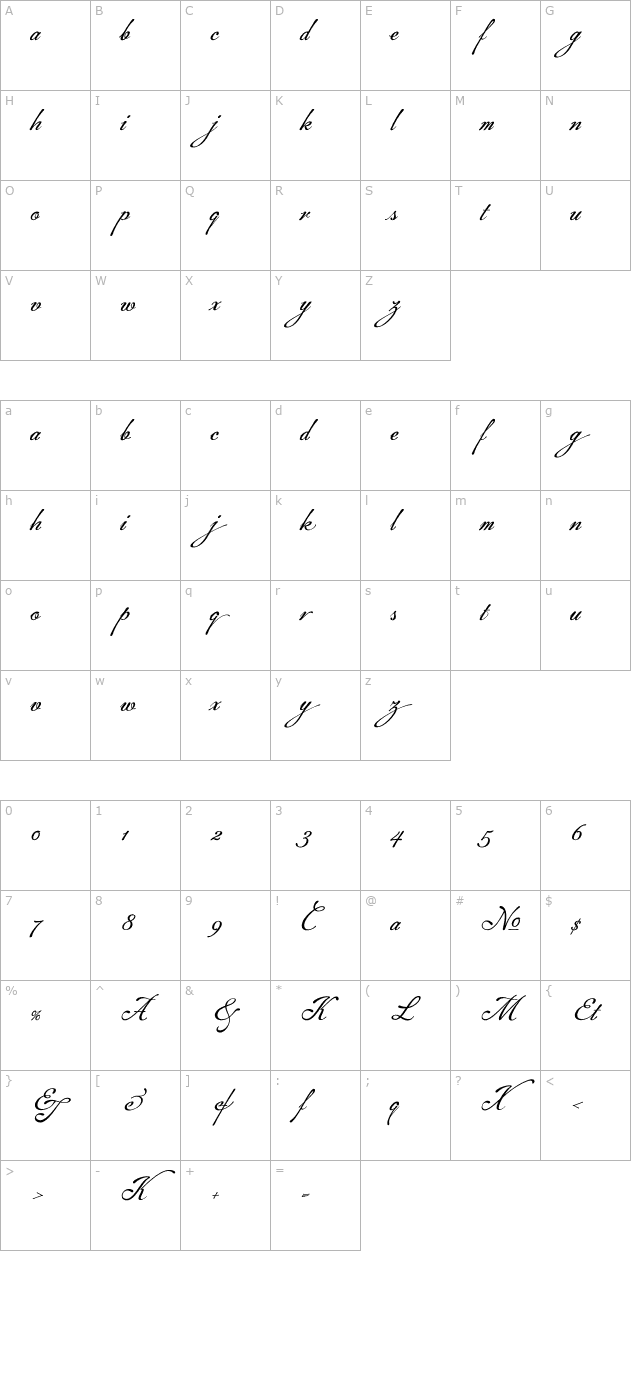 MachiaXtraOne character map