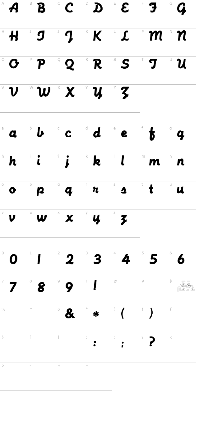 machinescript-regular character map