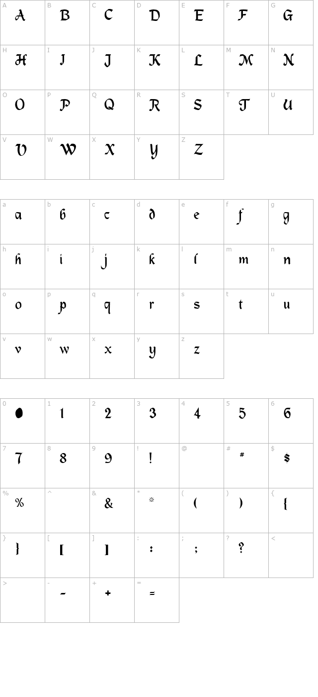 machumaine-regular character map