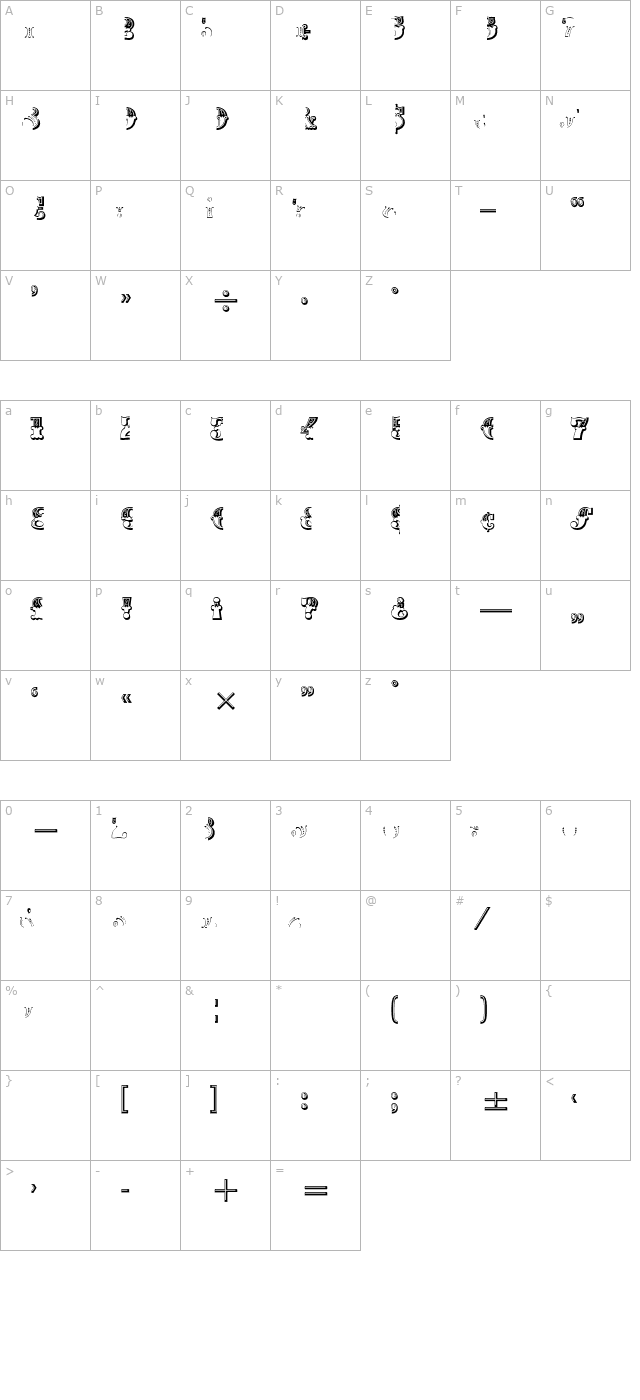 Madame Numericals character map