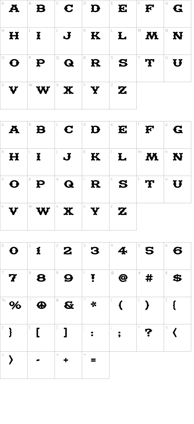 Madfont Thorns character map