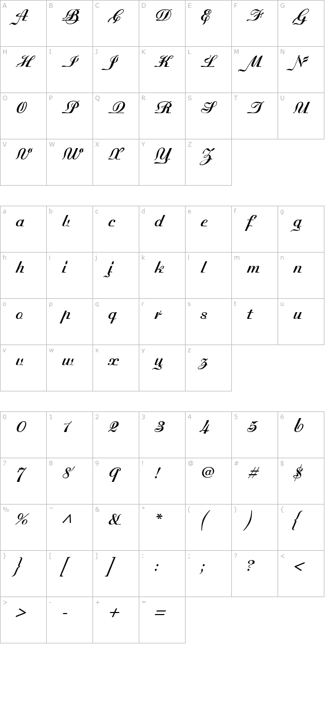 madisonian-bold character map