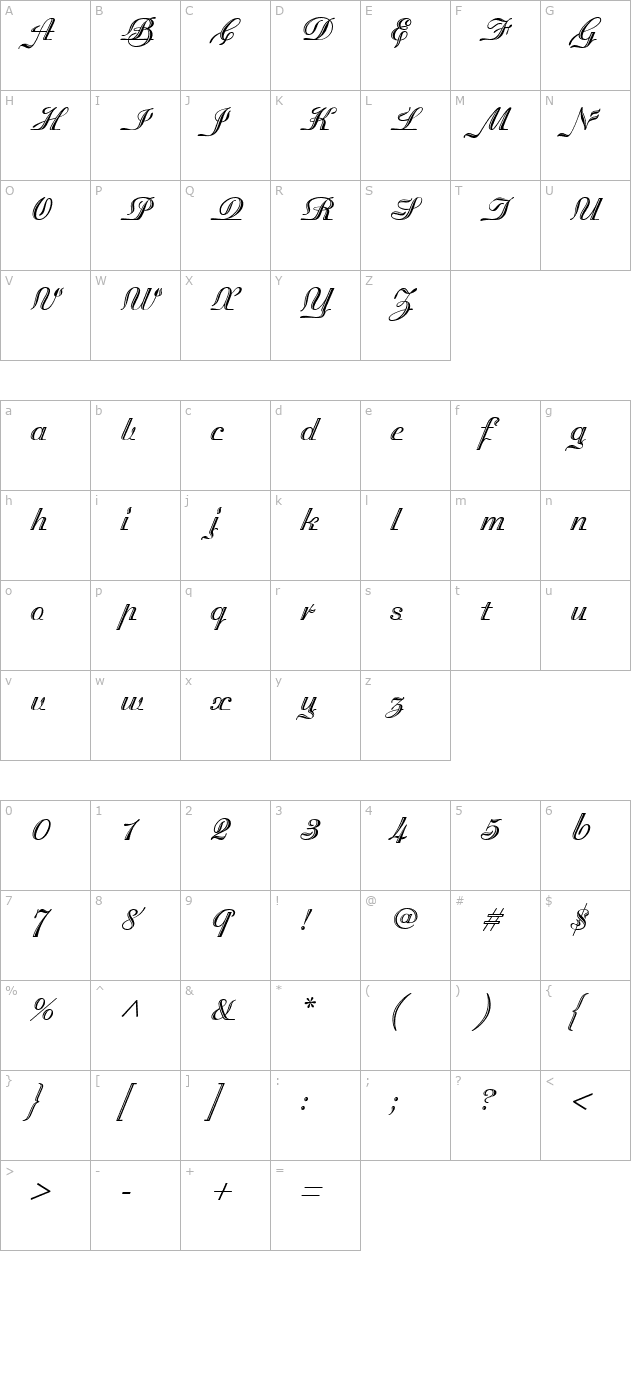 madisonian-engraved character map