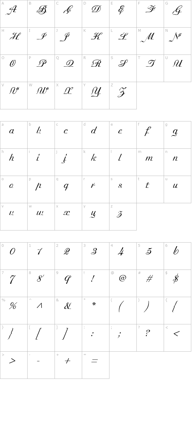 madisonian-light character map