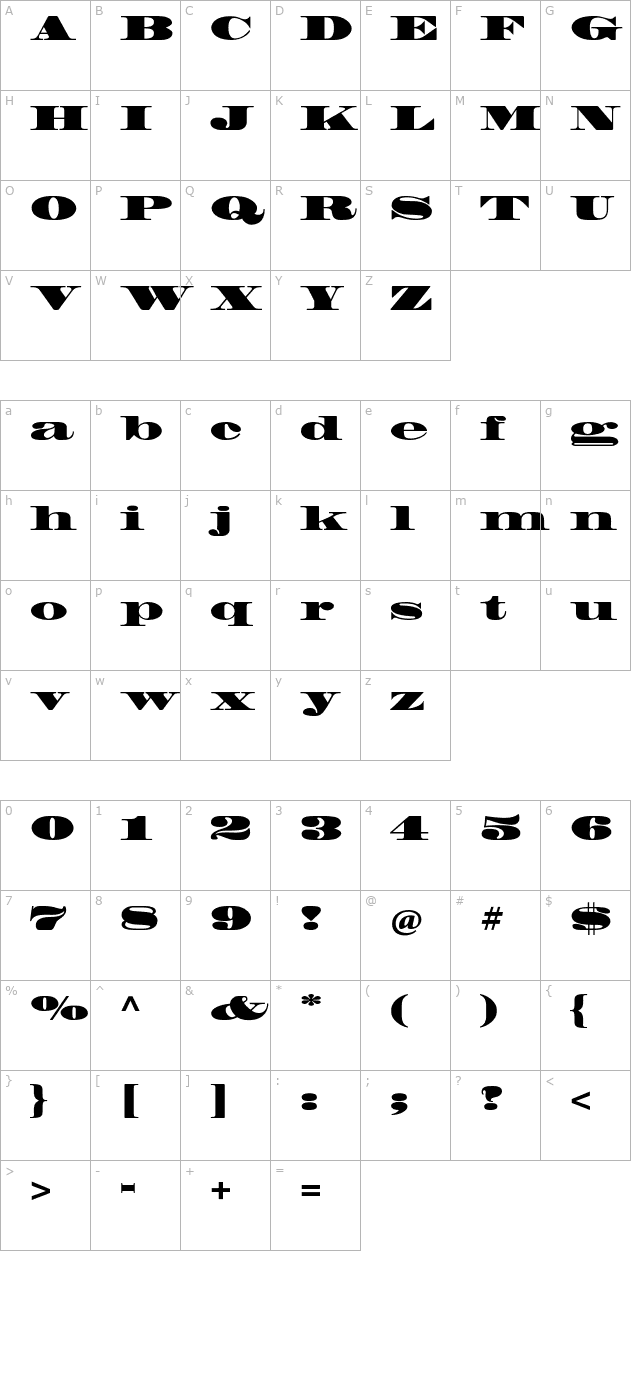 MadroneStd character map