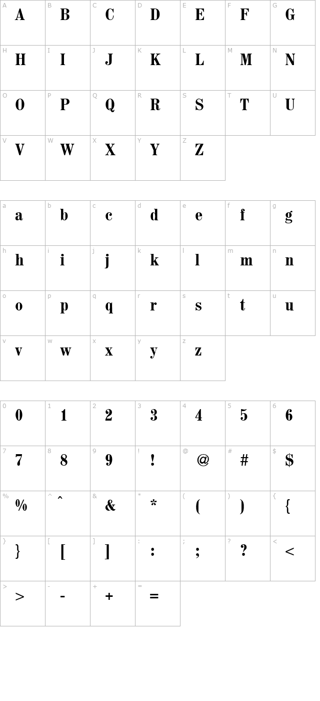 MagazineCond-Bold character map