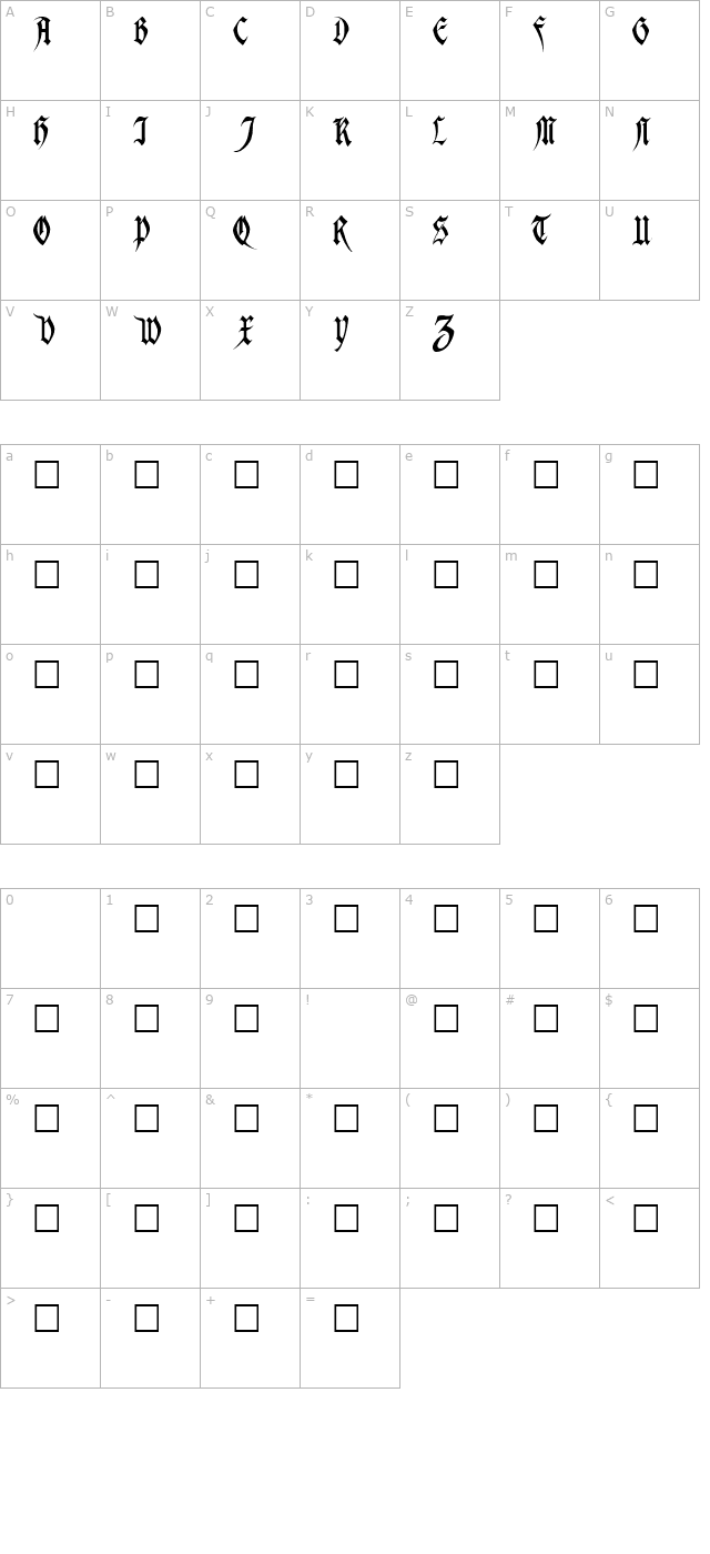 magdalena-regular character map