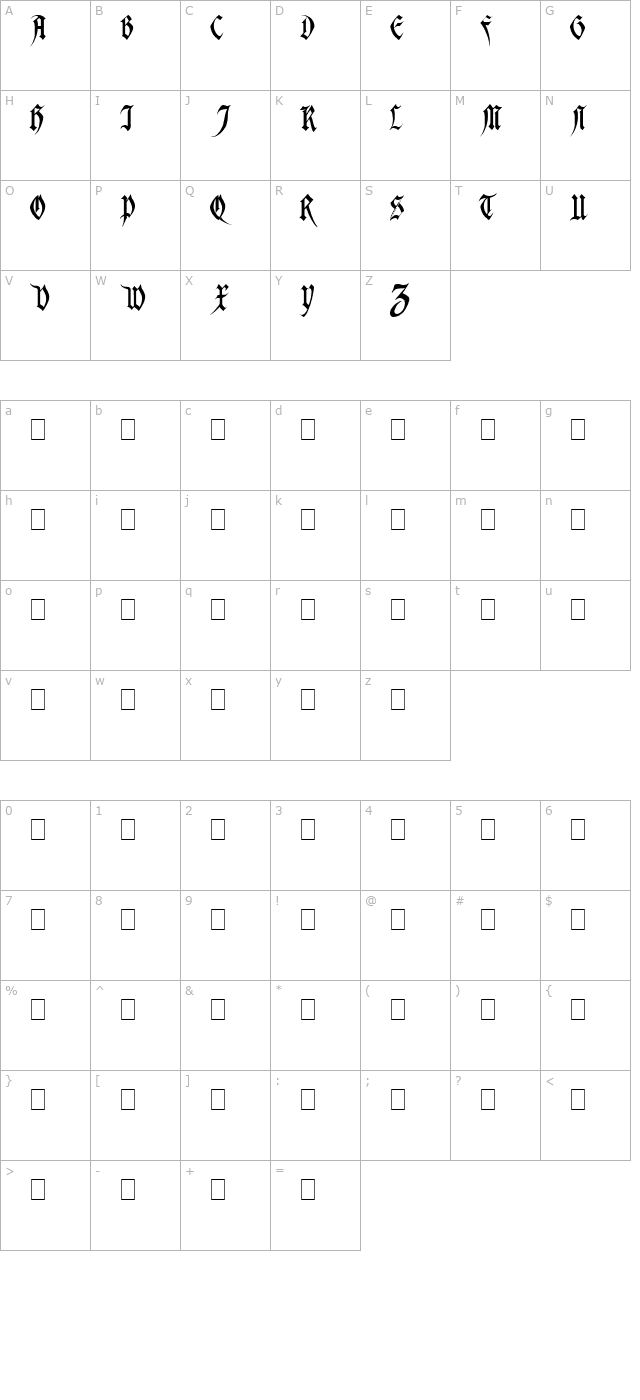 magdelena-plain character map