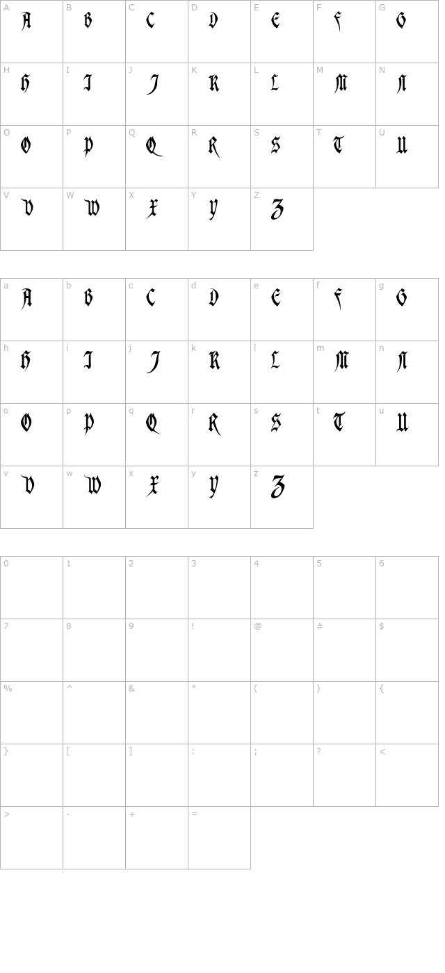 magdelena-regular character map