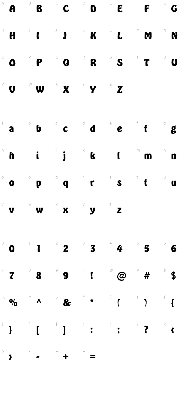 MaggieBecker Bold character map