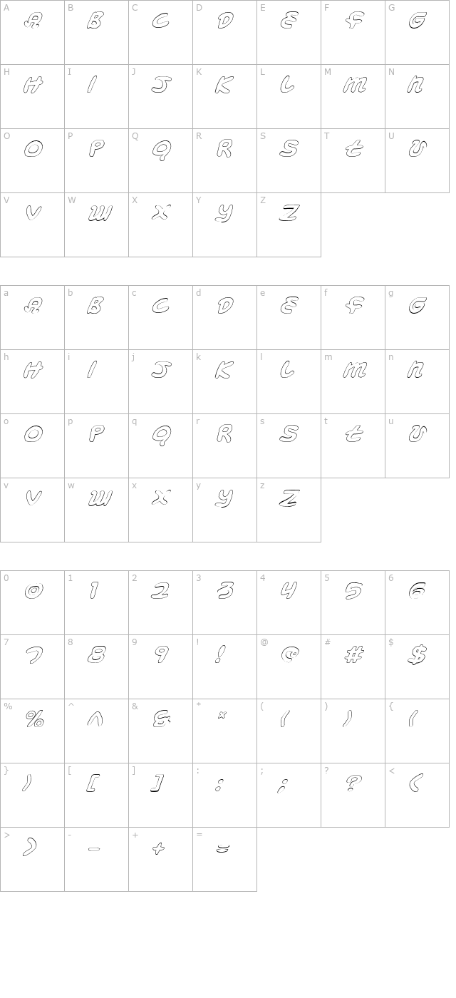 magic-beans-outline-italic character map