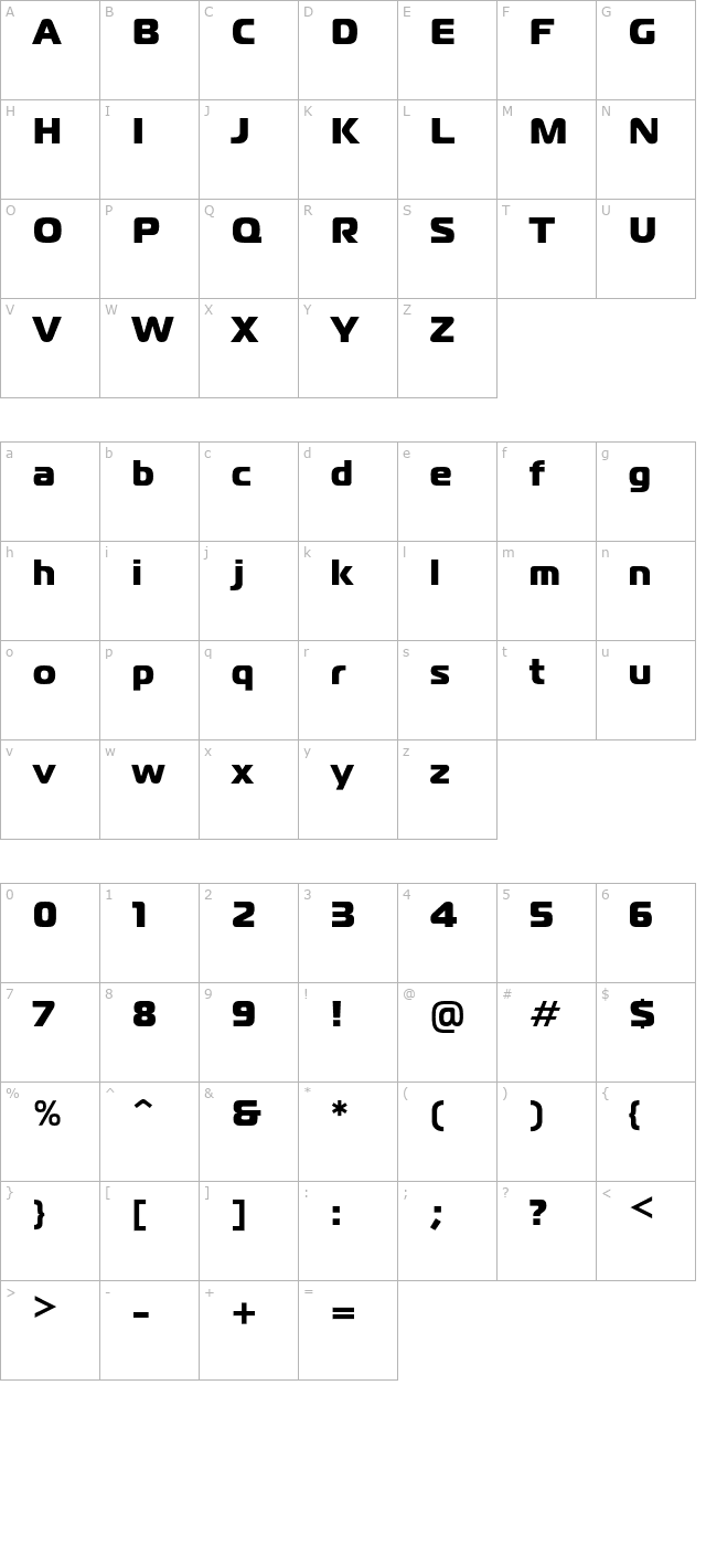 magistralblackc character map