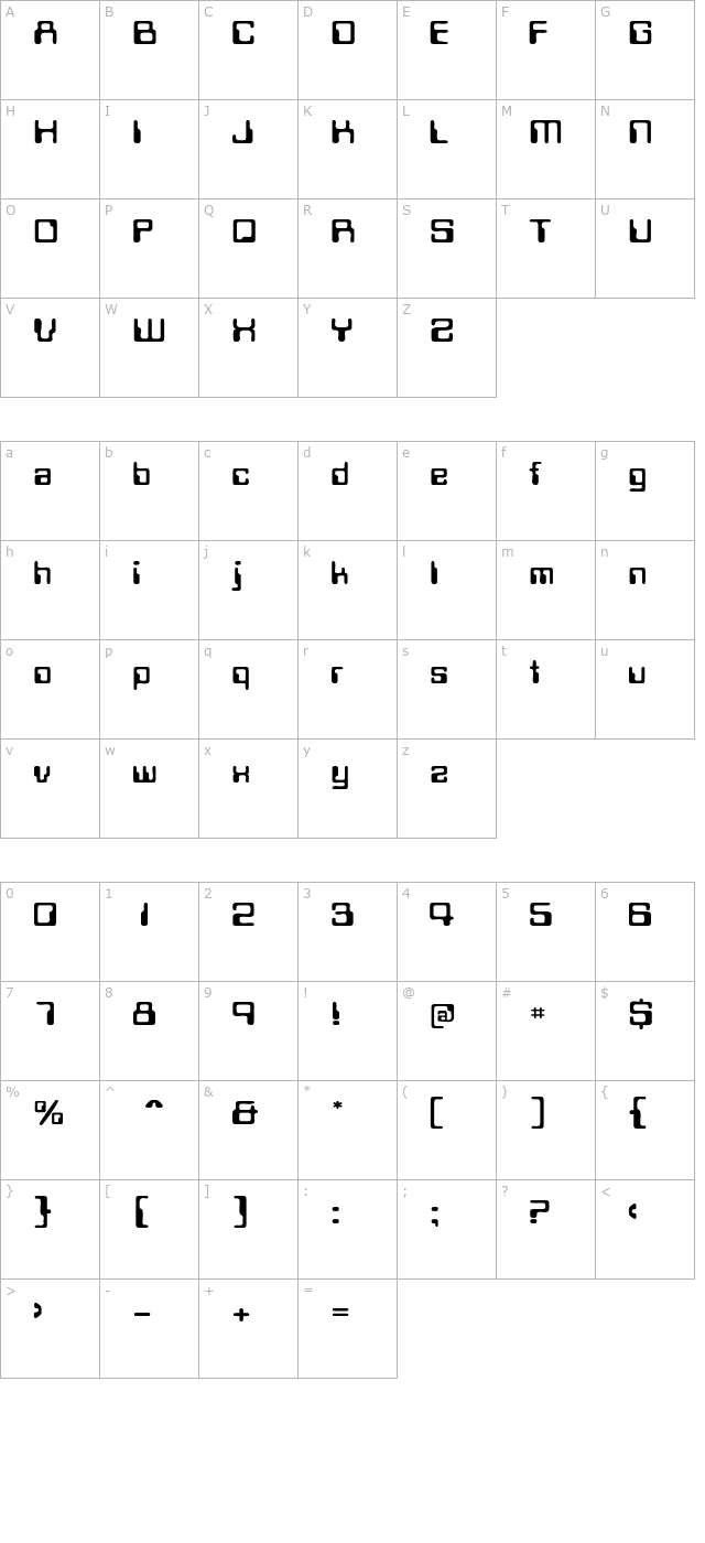 MagneticCardWide character map